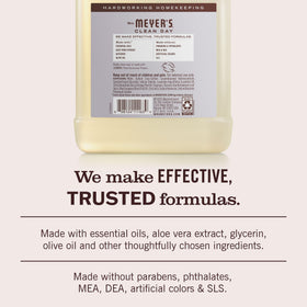 Foamy Mrs. MEYER'S lavender soap in hand demonstrating gentle cleansing and moisturization