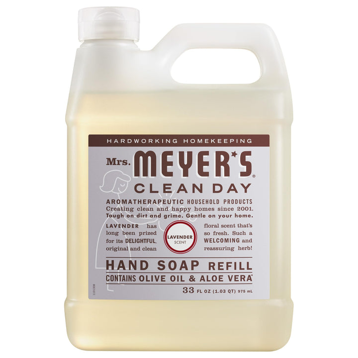 Mrs. MEYER'S lavender refill front label showing product details and scent benefits