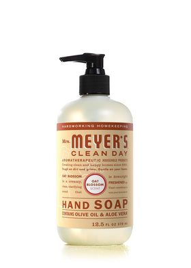 Mrs. MEYER'S Oat Blossom pump action demonstrating gentle lather and softening effect