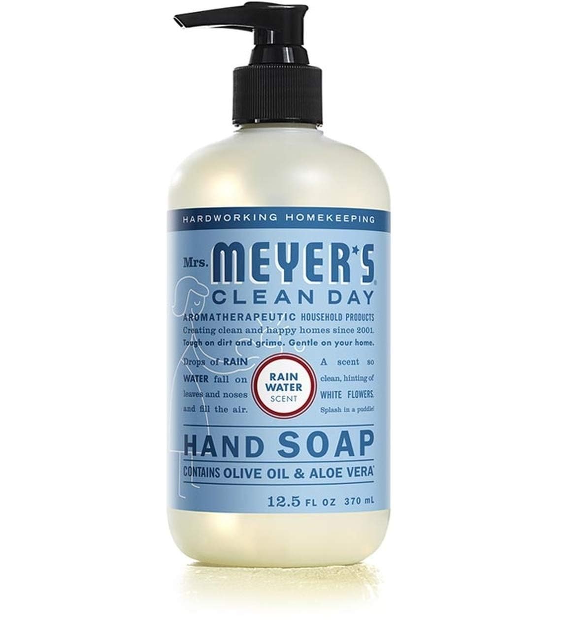 Mrs. MEYER'S Rainwater label detail showing clean look and fresh-room benefit
