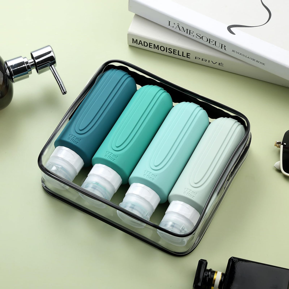 Mrsdry clear PVC pouch organizing bottles for TSA visibility