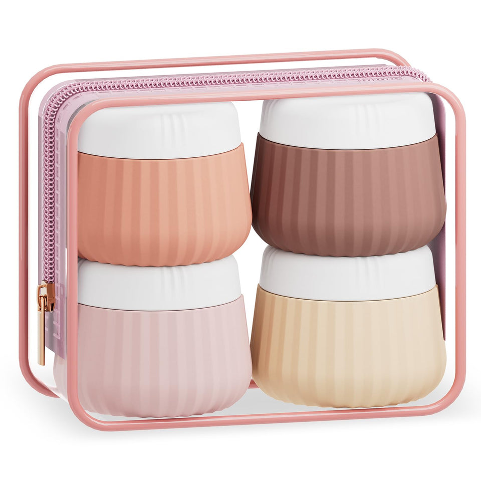 Mrsdry front packaging showing four colorful travel jars and clear bag for easy packing