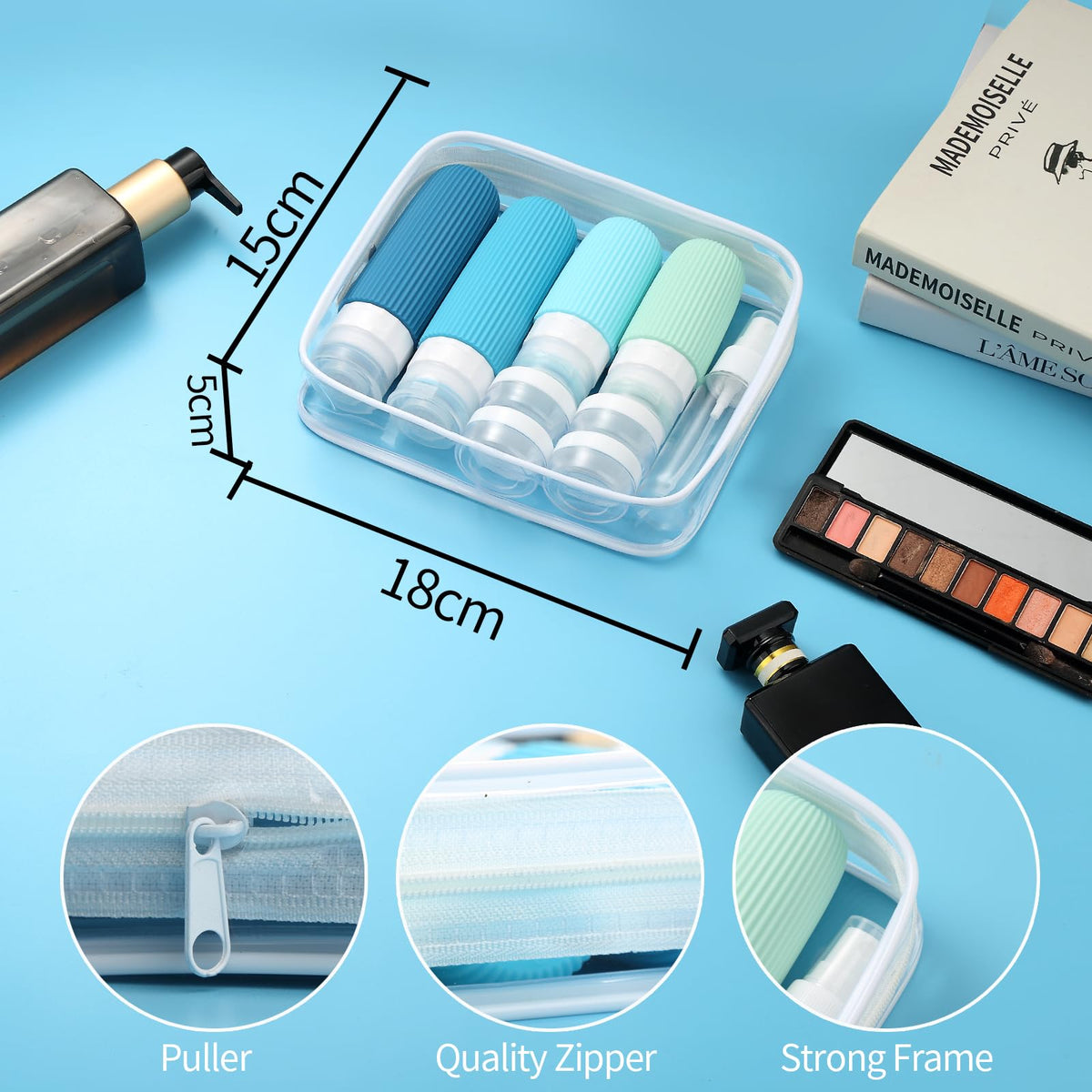 Mrsdry spray bottles and jars grouped for storing toner, creams and hair mist