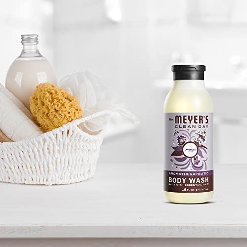 Mrs. MEYER'S 16 oz bottle next to everyday items for scale