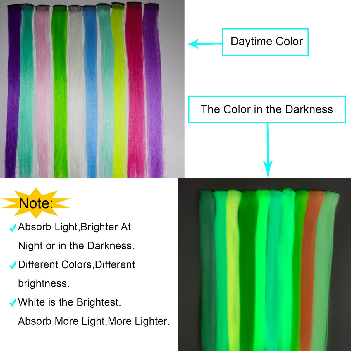 Ms Aloe color array of ten vibrant synthetic strands for styling