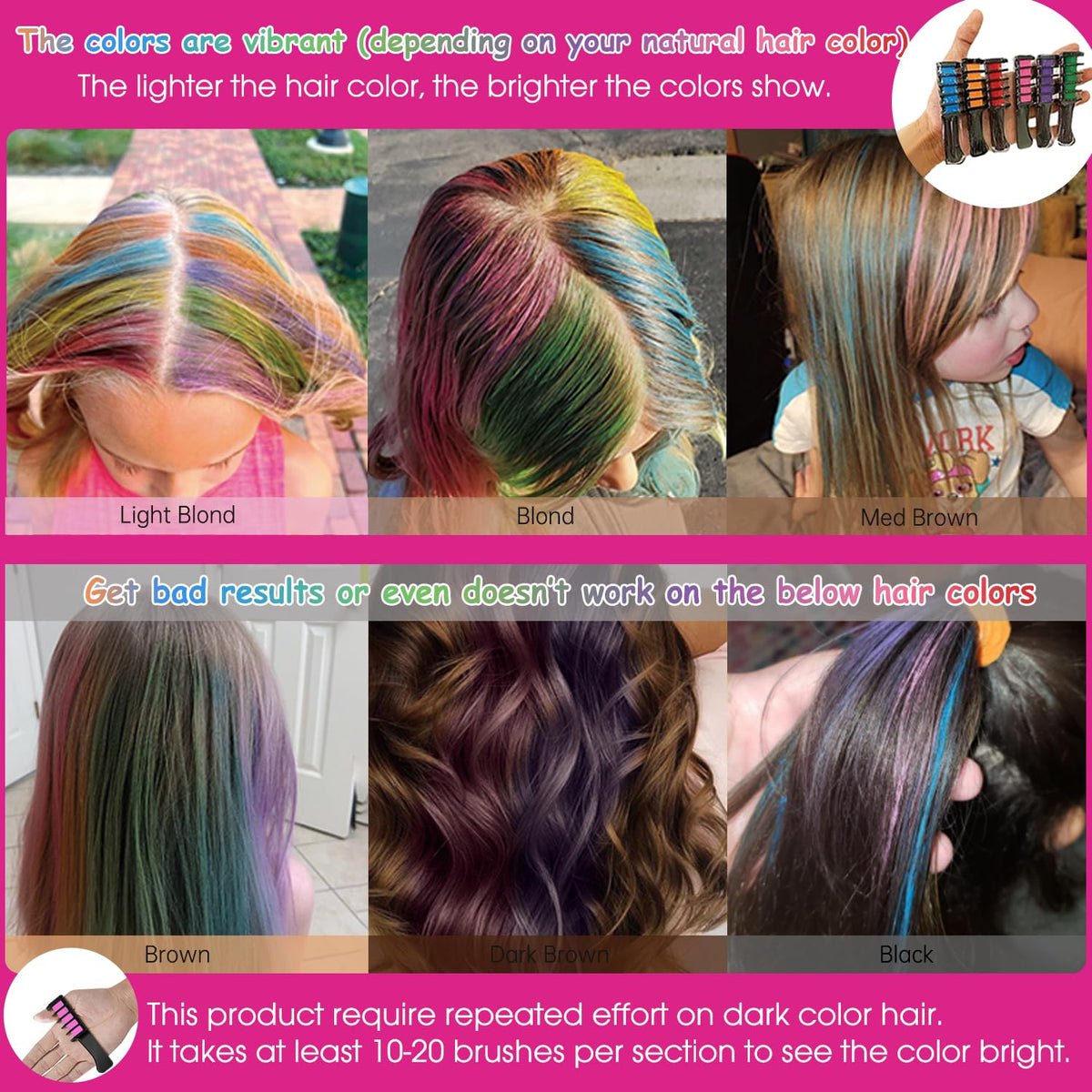 MSDADA six-color chalks fanned out to show shade range for creative styles