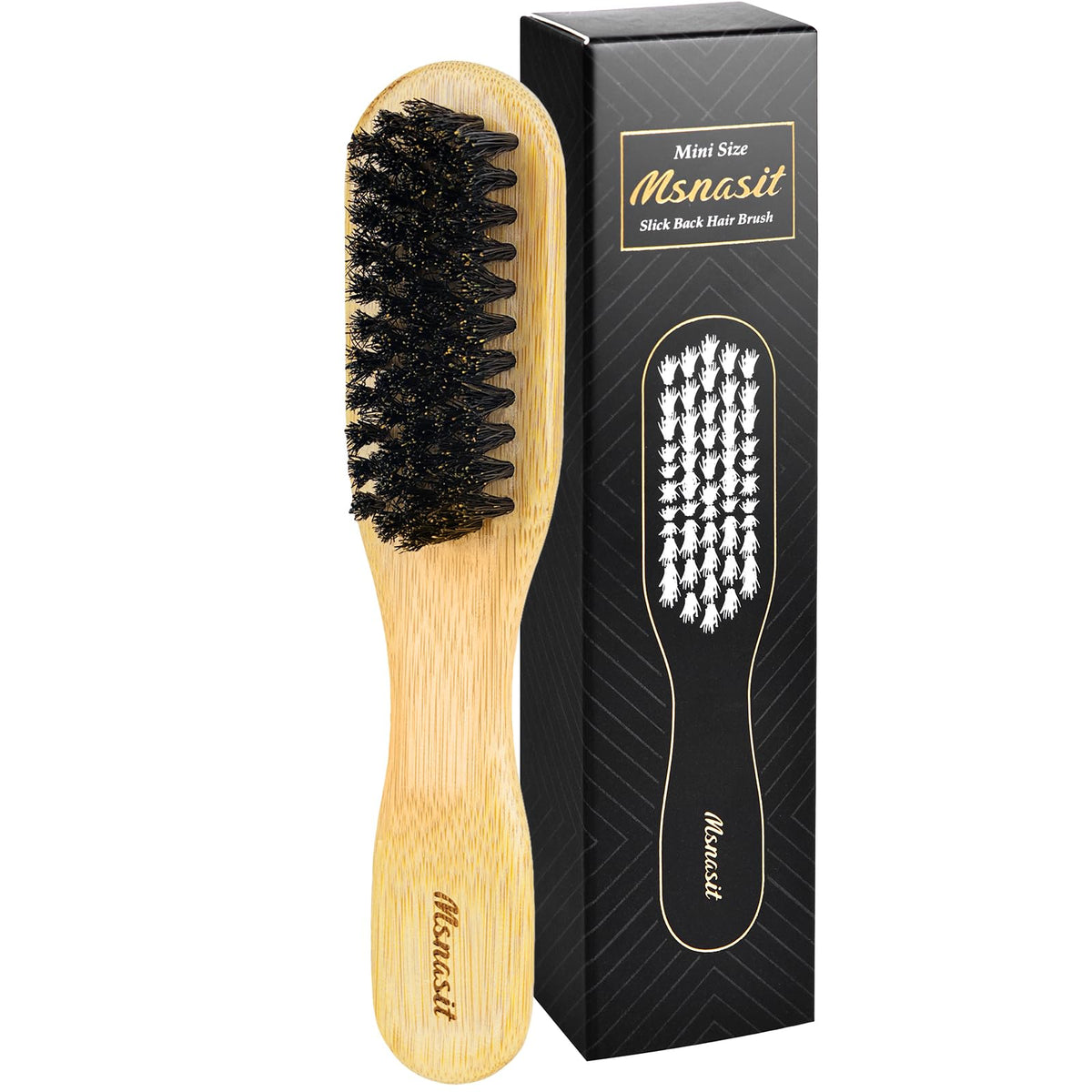 Msnasit bamboo brush front view showing compact design and portability