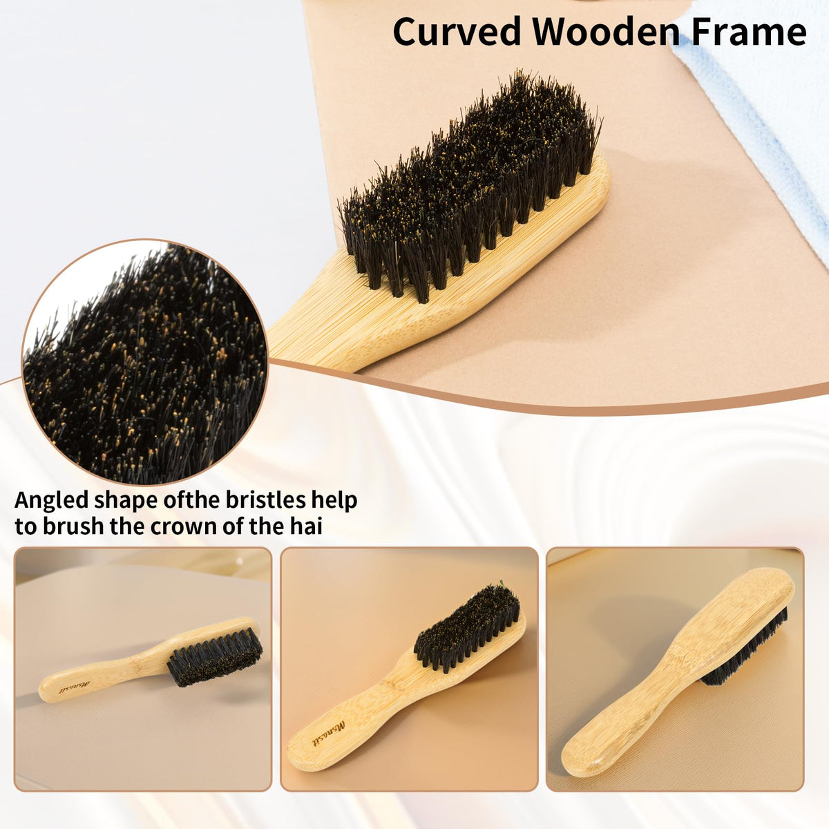 Msnasit boar bristle close-up highlighting natural bristles for shine