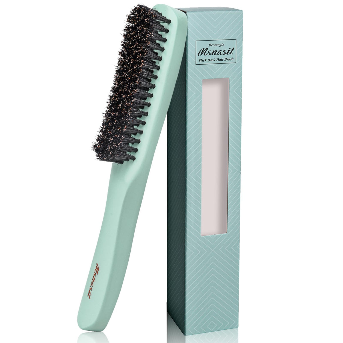 Msnasit front view green handle hair brush, precise control