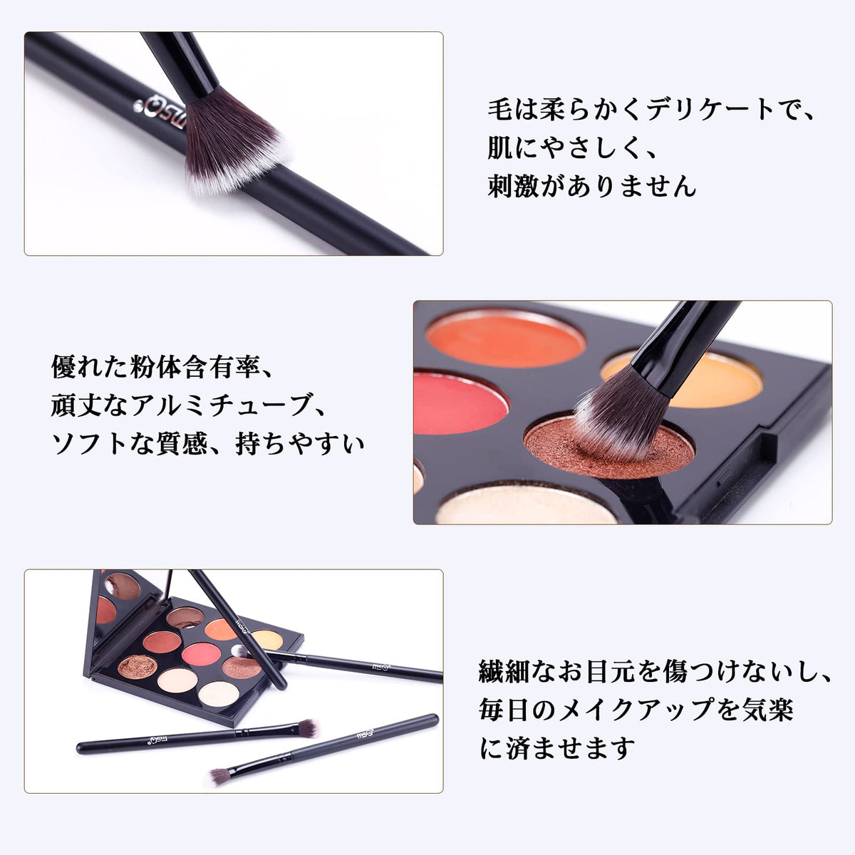 MSQ brushes held in hand to show scale and comfortable real wood handle balance