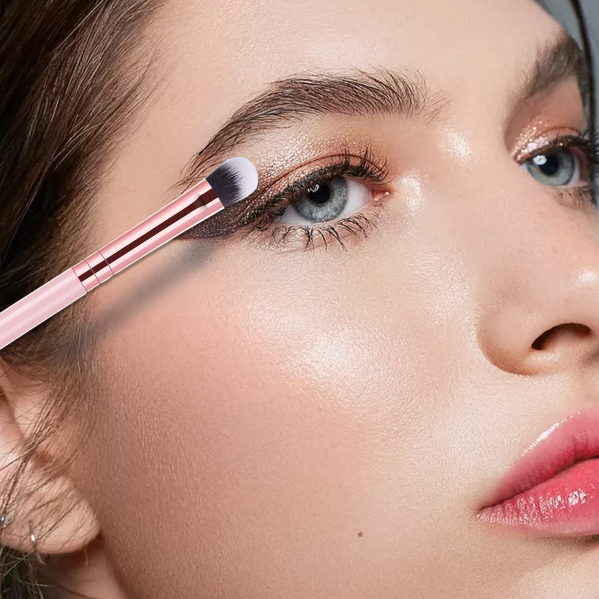 MSQ brushes applying eyeshadow in use showing precision for blended crease benefit