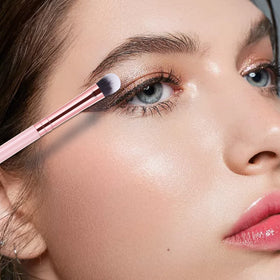 MSQ brushes applying eyeshadow in use showing precision for blended crease benefit