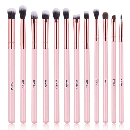 MSQ eye brushes front packaging showing full 12-piece set and colors benefit elegant storage