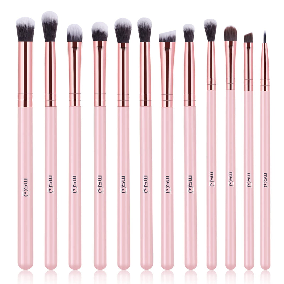 MSQ eye brushes front packaging showing full 12-piece set and colors benefit elegant storage