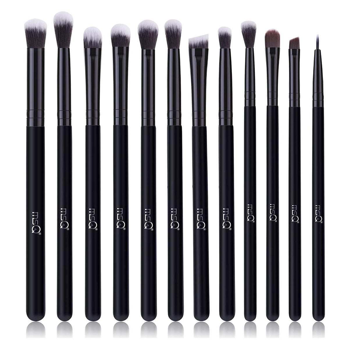 MSQ front view of 12-piece eye brush set showing complete tool range and benefit of versatility