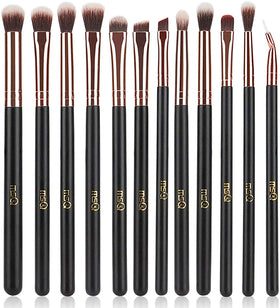 MSQ front view of 12-piece rose gold eye brush set showing complete kit benefit