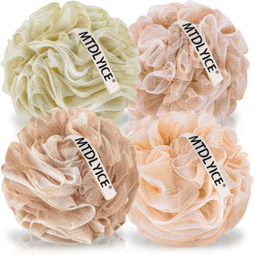 MTDLYICE loofah front view showing full size and neutral beige tone