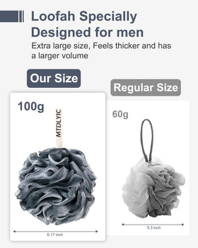 MTDLYICE hand holds XXL loofah showing large scale and coverage