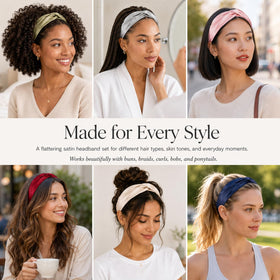 MTLEE nine colorful headbands laid flat to show variety and outfit matching