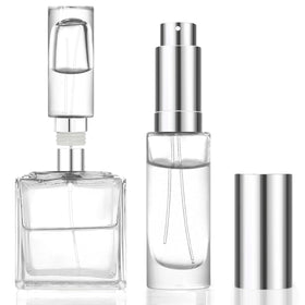 MUB front view of refillable atomizer bottle showing compact travel-ready design and convenience