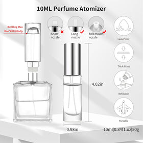 MUB close-up of top-filling hole aligned with perfume bottle for clean easy refills