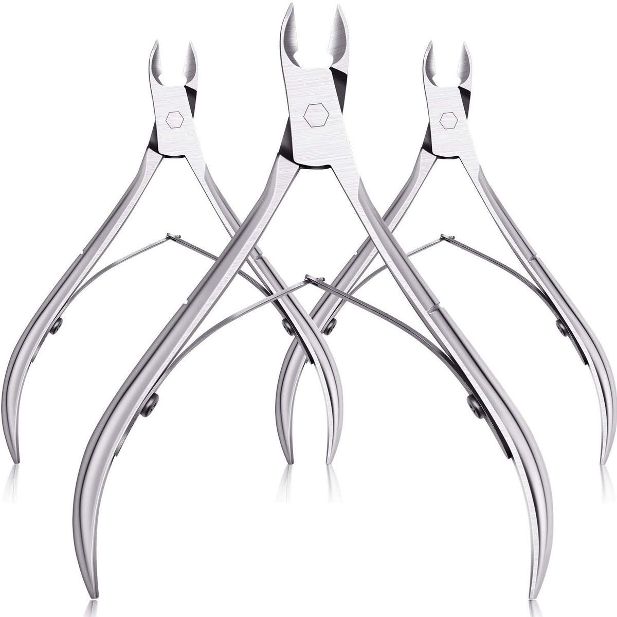 Mudder front packaging showing three coated cuticle nippers and safety tips for organized storage