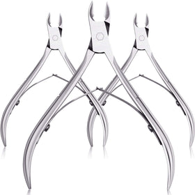 Mudder front packaging showing three coated cuticle nippers and safety tips for organized storage