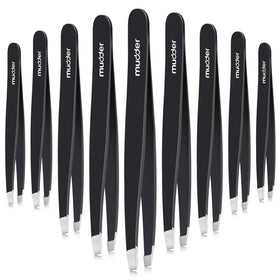 Mudder front view of 12-piece tweezers pack showing professional supply benefit