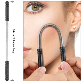 Mudder spring epilator in use on upper lip for portable precise hair removal