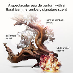 Mugler close-up of jasmine accord highlighting floral brightness for luminous scent