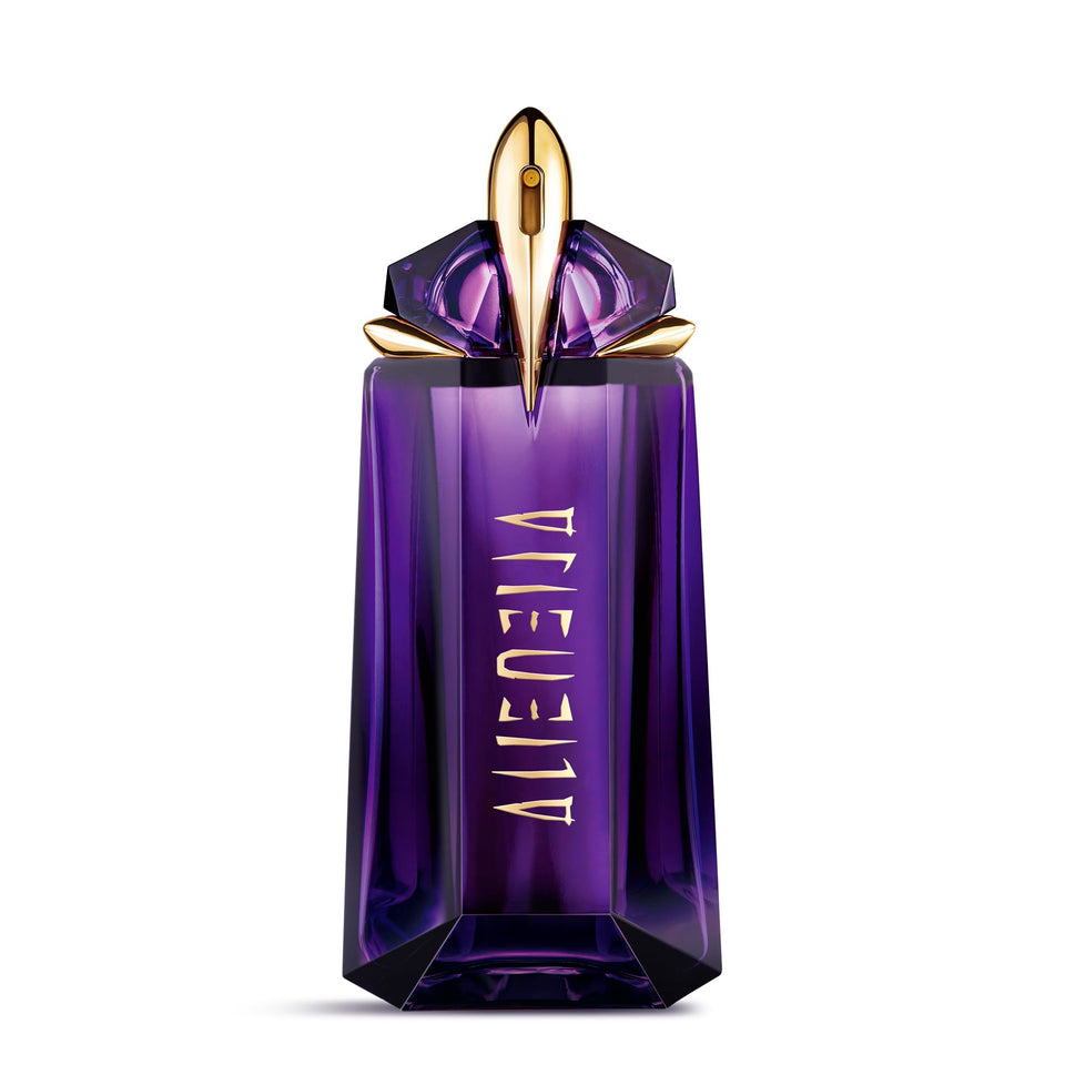 Mugler Alien front bottle view showing signature design and lasting luxury