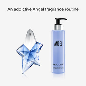 Mugler Angel lotion applied on arm, visible smoothing and moisturization