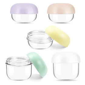 MUIIGOOD front view of five mini travel jars showing sizes and portability