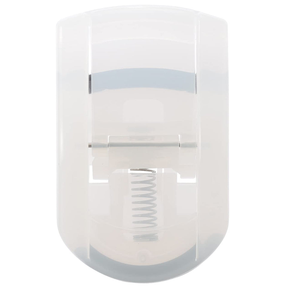 MUJI portable eyelash curler front packaging showing compact design and included refill pad