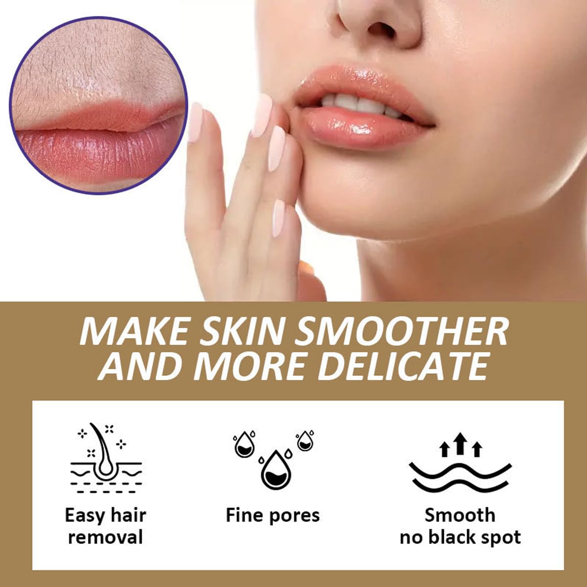 MULPG being applied to upper lip for quick hair removal