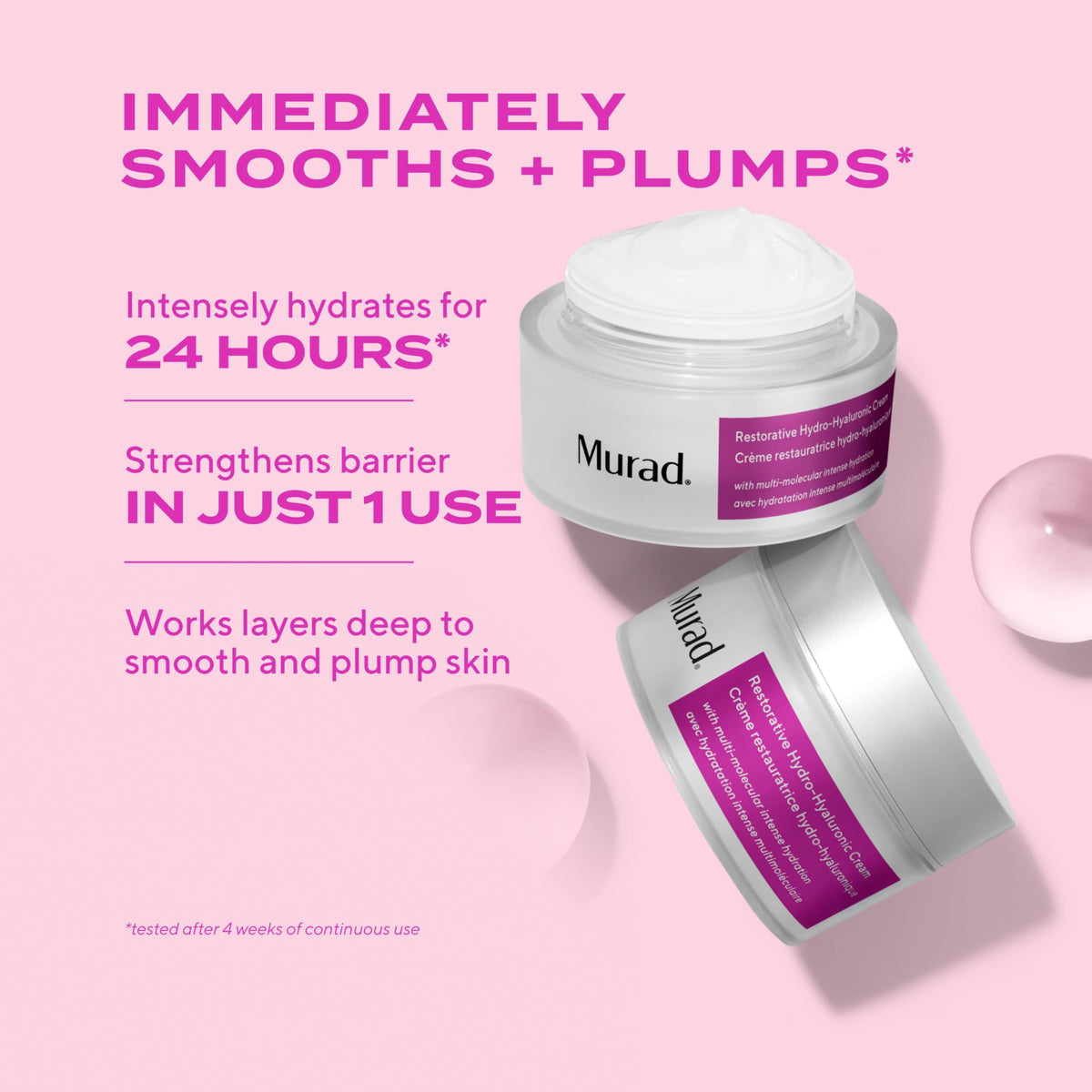 Murad cream texture close-up displaying creamy finish and fast absorption benefit
