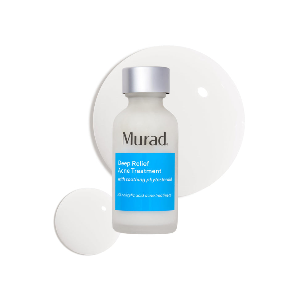 Murad front packaging showing bottle and label, clear treatment for deep acne