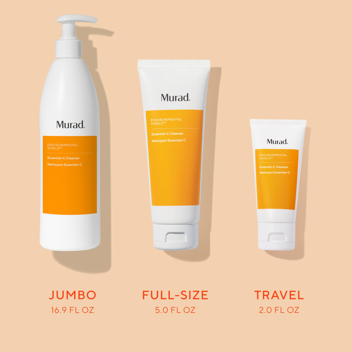 Murad travel-size cleanser in hand illustrating portability and convenience
