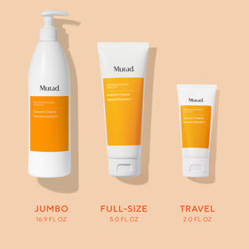 Murad travel-size cleanser in hand illustrating portability and convenience