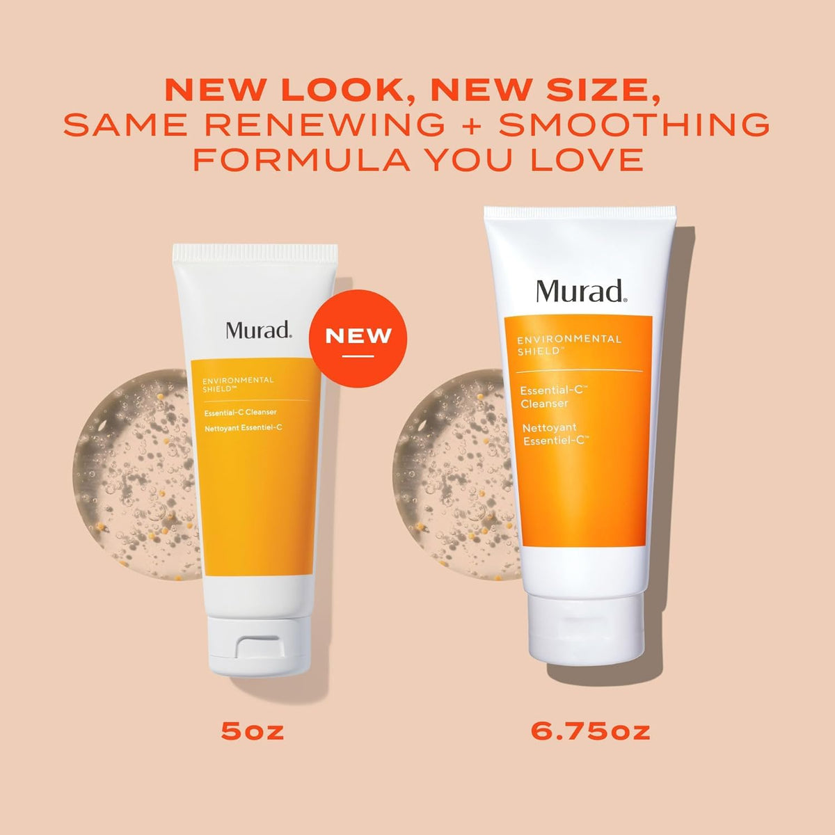 Murad Essential-C size comparison next to hand showing travel-friendly volume