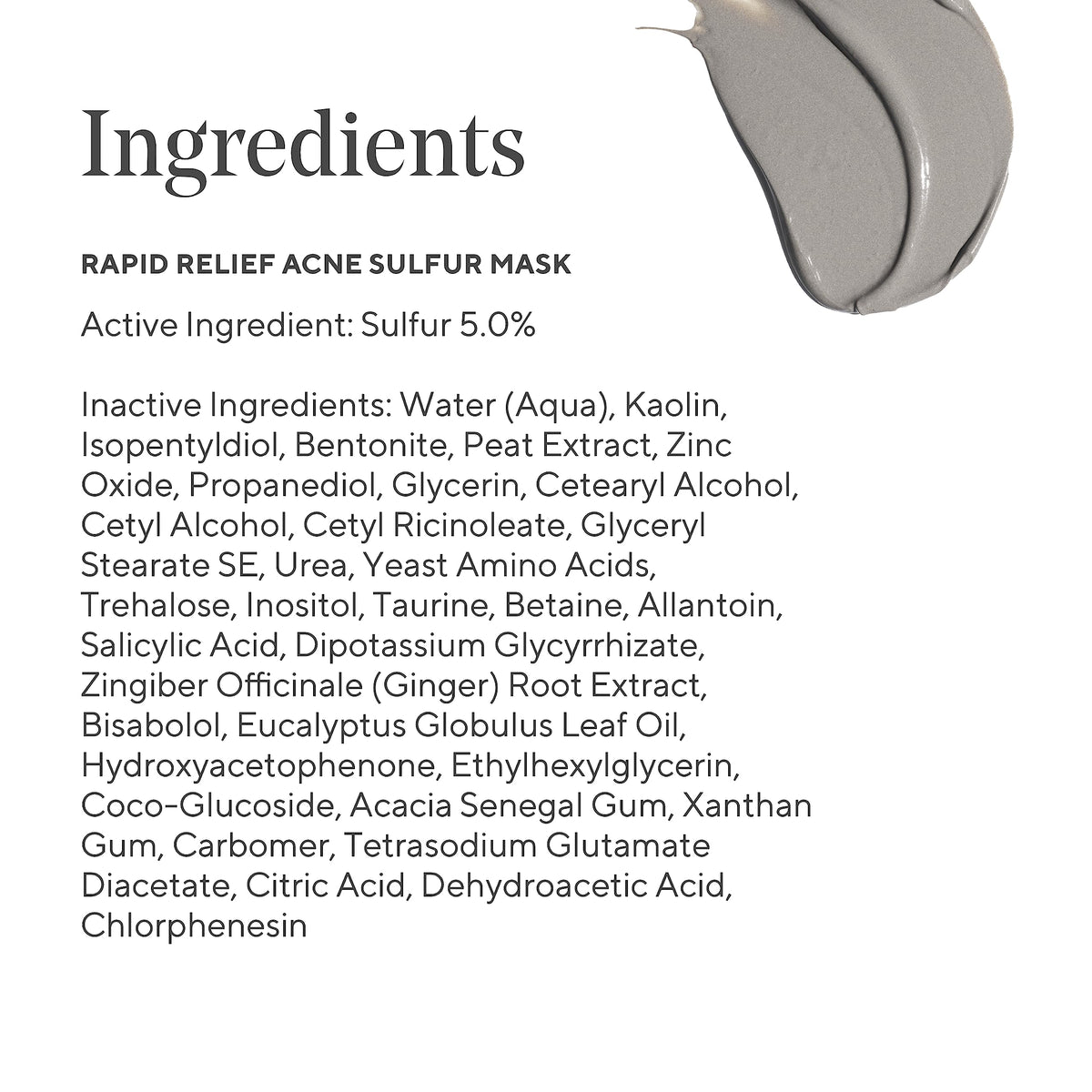 Murad ingredients display with sulfur and salicylic acid benefits