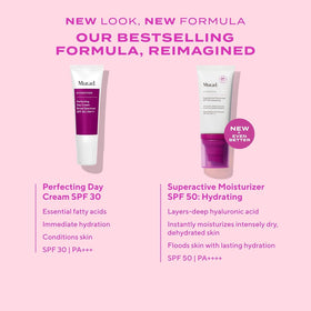Murad packaging label detail with ingredients and SPF claim, conveys transparency