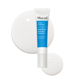 Murad front packaging showing the Rapid Relief Acne Spot Treatment bottle and branding benefits