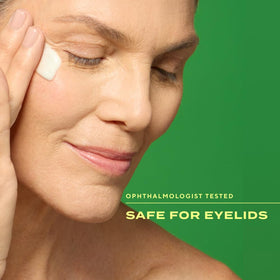 Murad split before and after eye area to show tightened lids and smoother skin