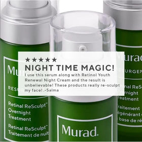 Murad product label closeup showing key ingredients and clarity benefit