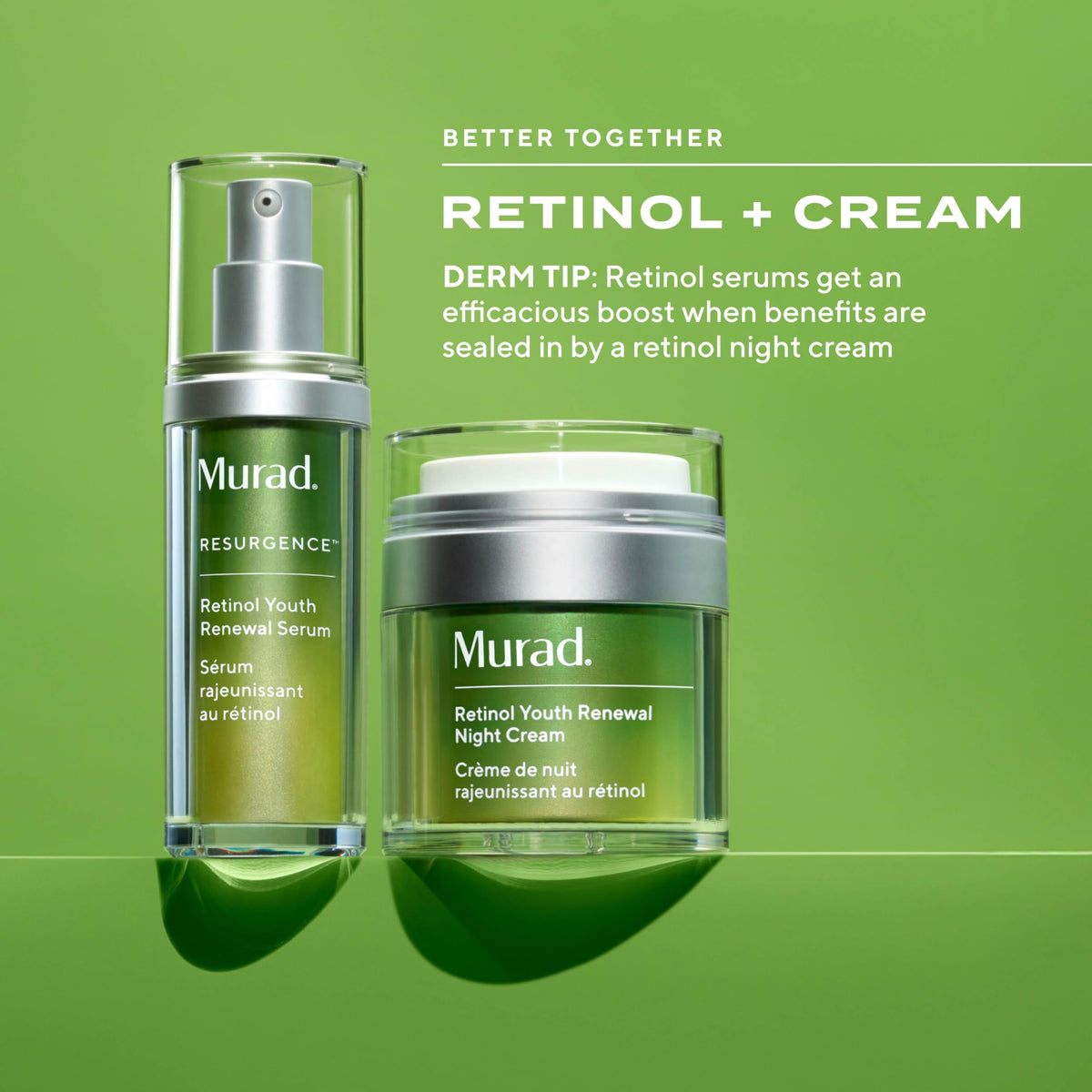 Murad night cream on bathroom counter in lifestyle scene, implies nightly routine benefit