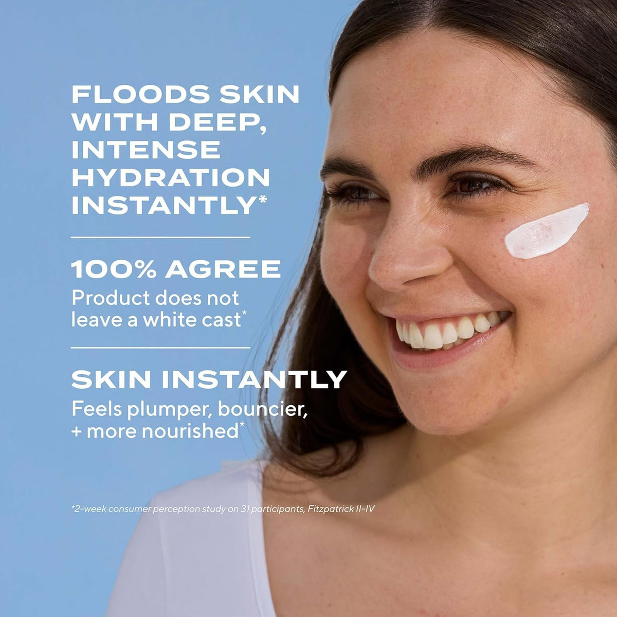 Murad spreading on hand demonstration, shows fast absorption and dewy finish