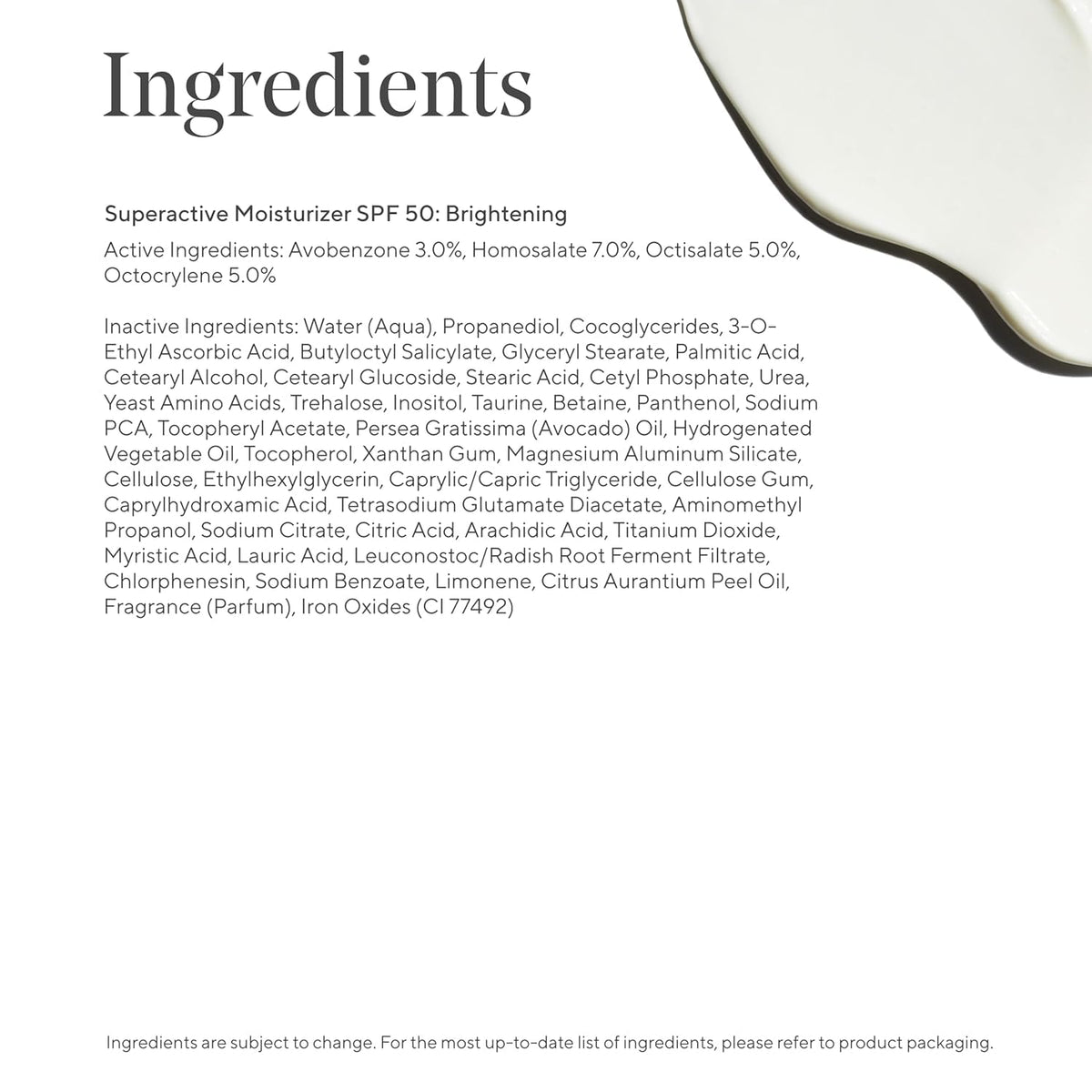 Murad tube label close-up displaying active ingredients and SPF