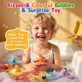 MURAN SHOWER child enjoying bubbly bath with bomb in water for happier bedtime routines
