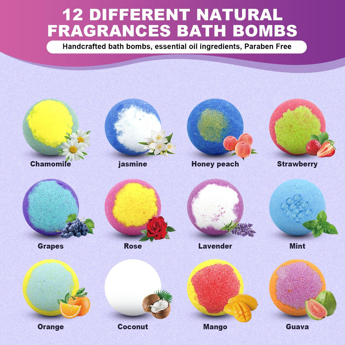 MURAN SHOWER individually wrapped bath bomb with label, convenient gift-ready packaging